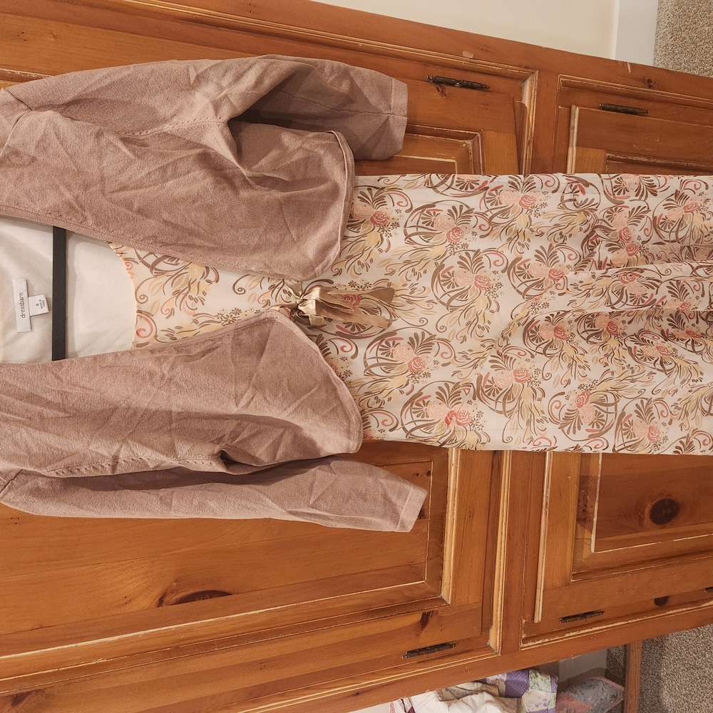 Floral Dress with Light Brown Jacket